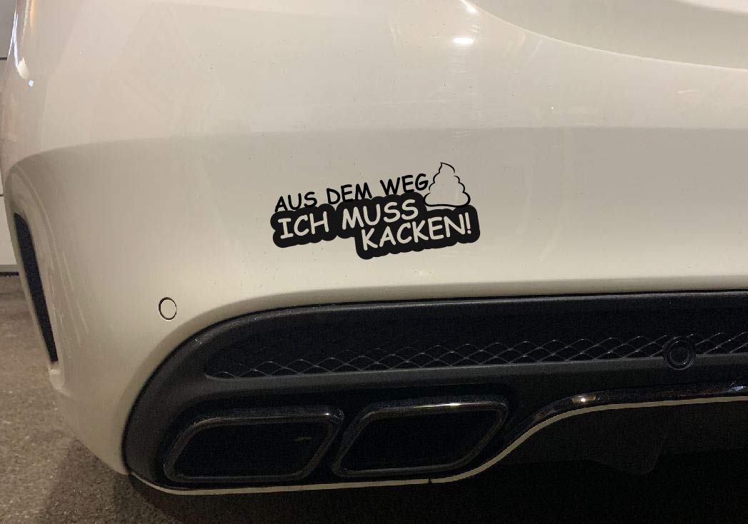 Aufkleber Aus dem Weg ICH MUSS KACKEN ! Sticker Decal Folie Tuning (rot) von Dinger-Design