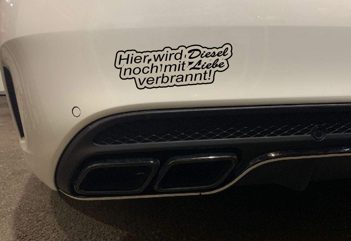 Aufkleber Hier Wird Diesel noch mit Liebe verbrannt Autoaufkleber Umwelt Feinstaub Sticker JDM (Weiß) von Dinger-Design