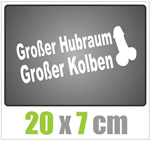 Dinger-Design Aufkleber GROßER HUBRAUM GROßER KOLBEN Sticker JDM OEM Tuning Decal Stickerbomb weiß von Dinger-Design