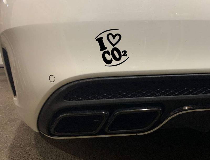 Dinger-Design Aufkleber I Love CO2 Autoaufkleber Umwelt Feinstaub Sticker JDM (Schwarz) von Dinger-Design