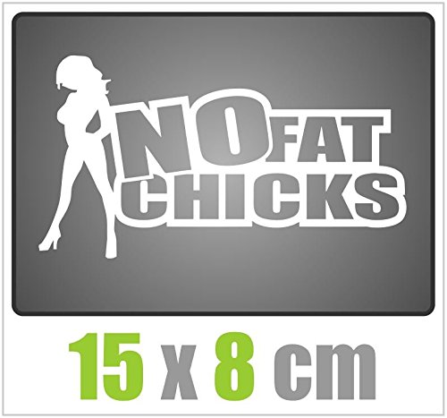 Dinger-Design Aufkleber NO Fat Chicks JDM Style Sticker OEM Tuning Decal Stickerbomb weiß von Dinger-Design