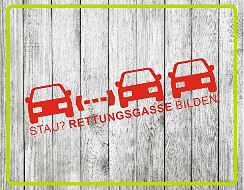 Dinger-Design Aufkleber Stau? RETTUNGSGASSE BILDEN! Feuerwehr, Rettungsdienst, Polizei, THW (Rot, 80 x 20 cm) von Dinger-Design