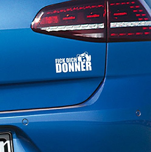 Dinger-Design TED fick Dich Donner Aufkleber Sticker Tuning Decal Stickerbomb 14x7,5 cm weiß von Dinger-Design