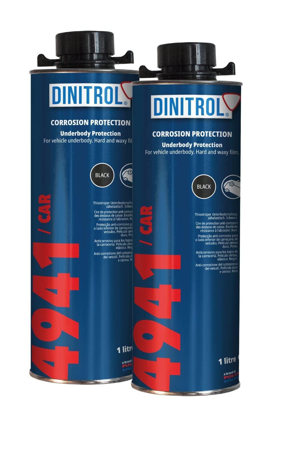 DINITROL® 4941 schwarze selbstheilende Wachsschutzbeschichtung für Unterboden-Chassis, 2 x 1-Liter-Kanister (schützender Schraubverschluss) von Dinitrol