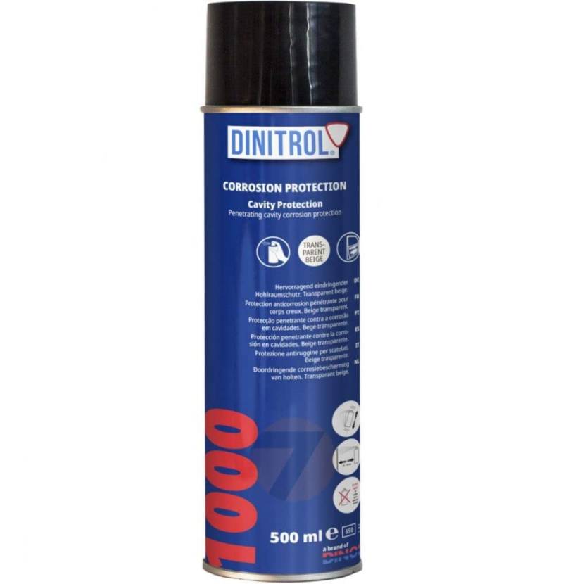 DINITROL® 1000 transparente Hohlraumwachs, 500 ml Aerosol und 90 mm Verlängerungsstrohhalm von Dinitrol