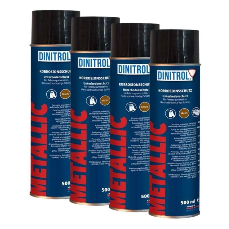 DINITROL® Metallic – hartbrauner gewachster Fahrzeug-Unterboden-Korrosionsschutz – 4 x 500 ml Aerosole von Dinitrol