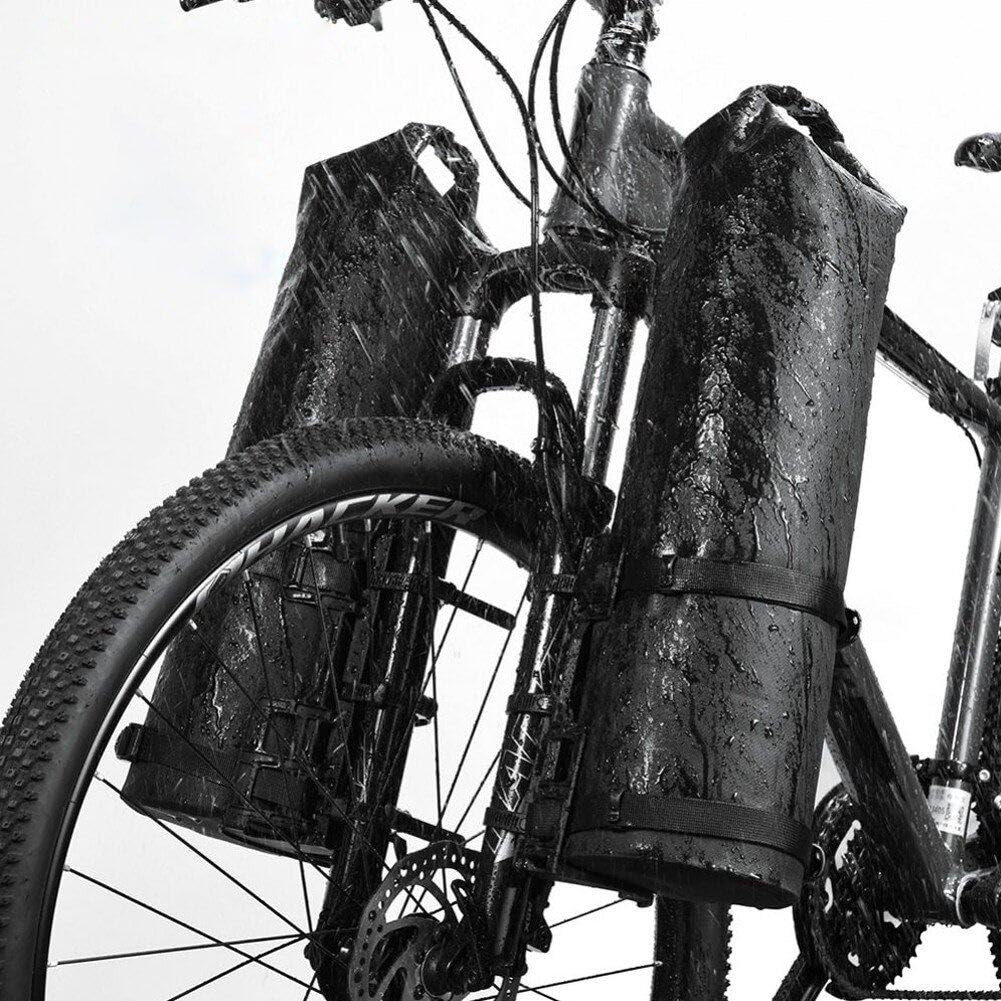 Dinntty Fahrrad-Gabeltasche, wasserdicht, tragbar, Fahrrad-Frontrahmentasche, Schnellverschluss-Fahrrad-Gepäckträgertasche für Reisen, Camping von Dinntty