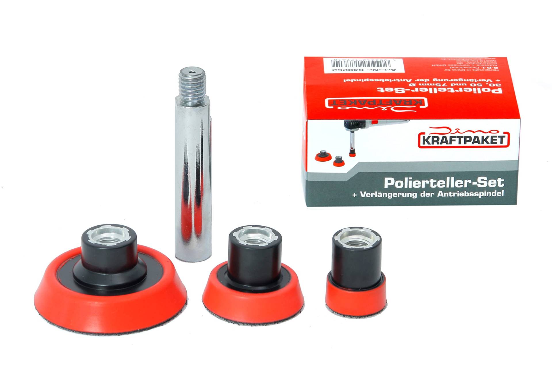 Dino KRAFTPAKET M14-SET Stützteller 30mm 50mm 75mm mit Verlängerungsadapter, Polierteller Set für Rotations-Poliermaschine von Dino KRAFTPAKET