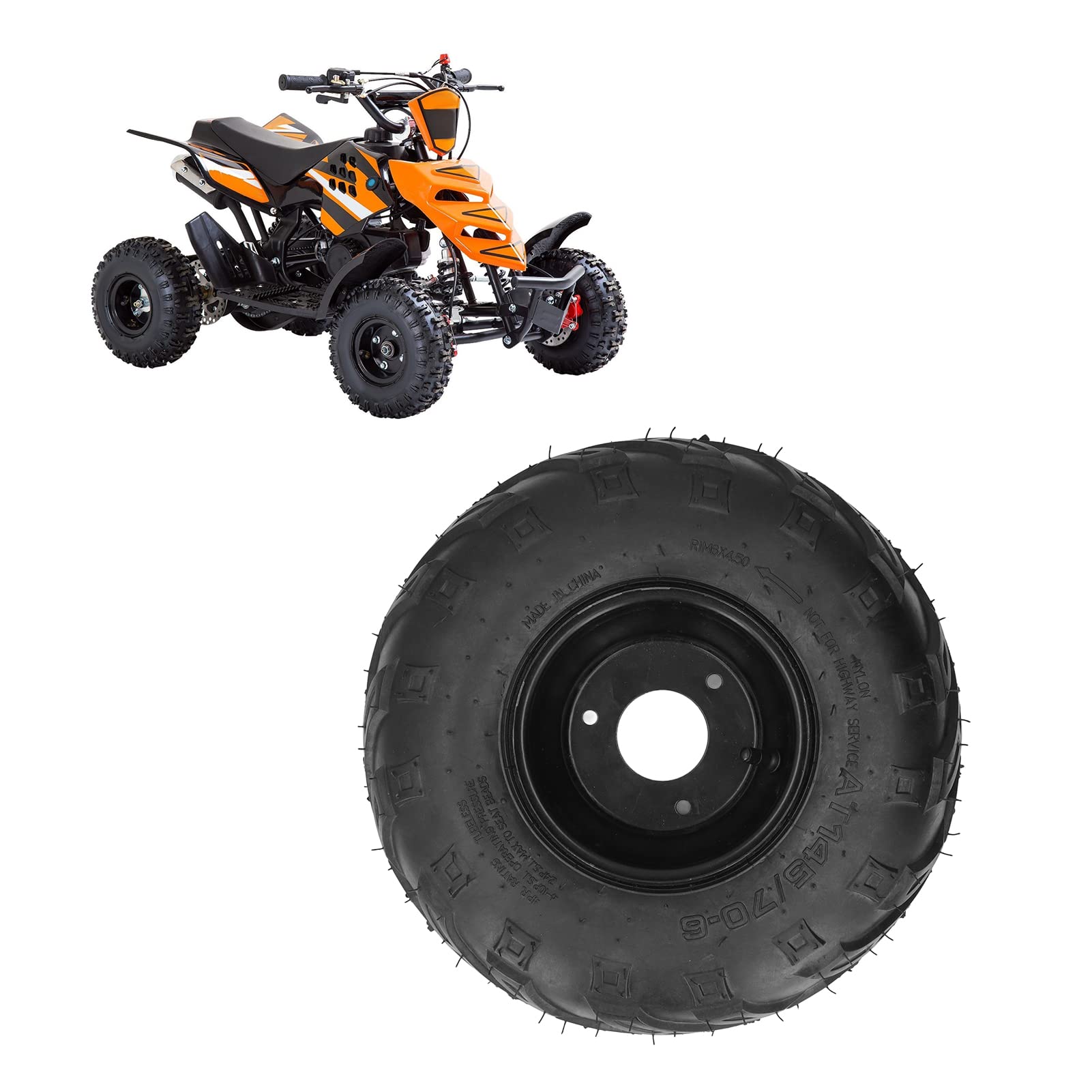 Atv Utv Ersatzteile 145 70‑6 Atv Tubeless Tire Reifen mit 6 Zoll Felgengummi Universal für Go Kart Utv Quad Bike 4 Wheelers Reifen Schläuche von Dioche