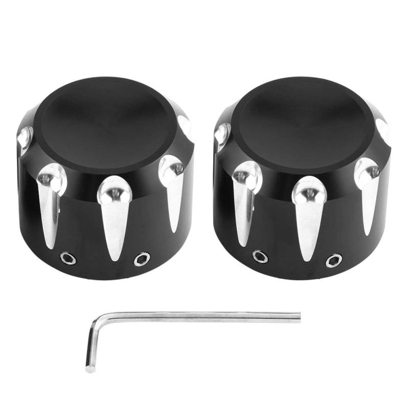 Dioche Achsmutter Abdeckung, Vorderachsmutternabdeckung für, 2Pcs CNC Aluminium Motorrad Vorderachse Skull Mutternschraube Abdeckkappe (Schwarz) von Dioche