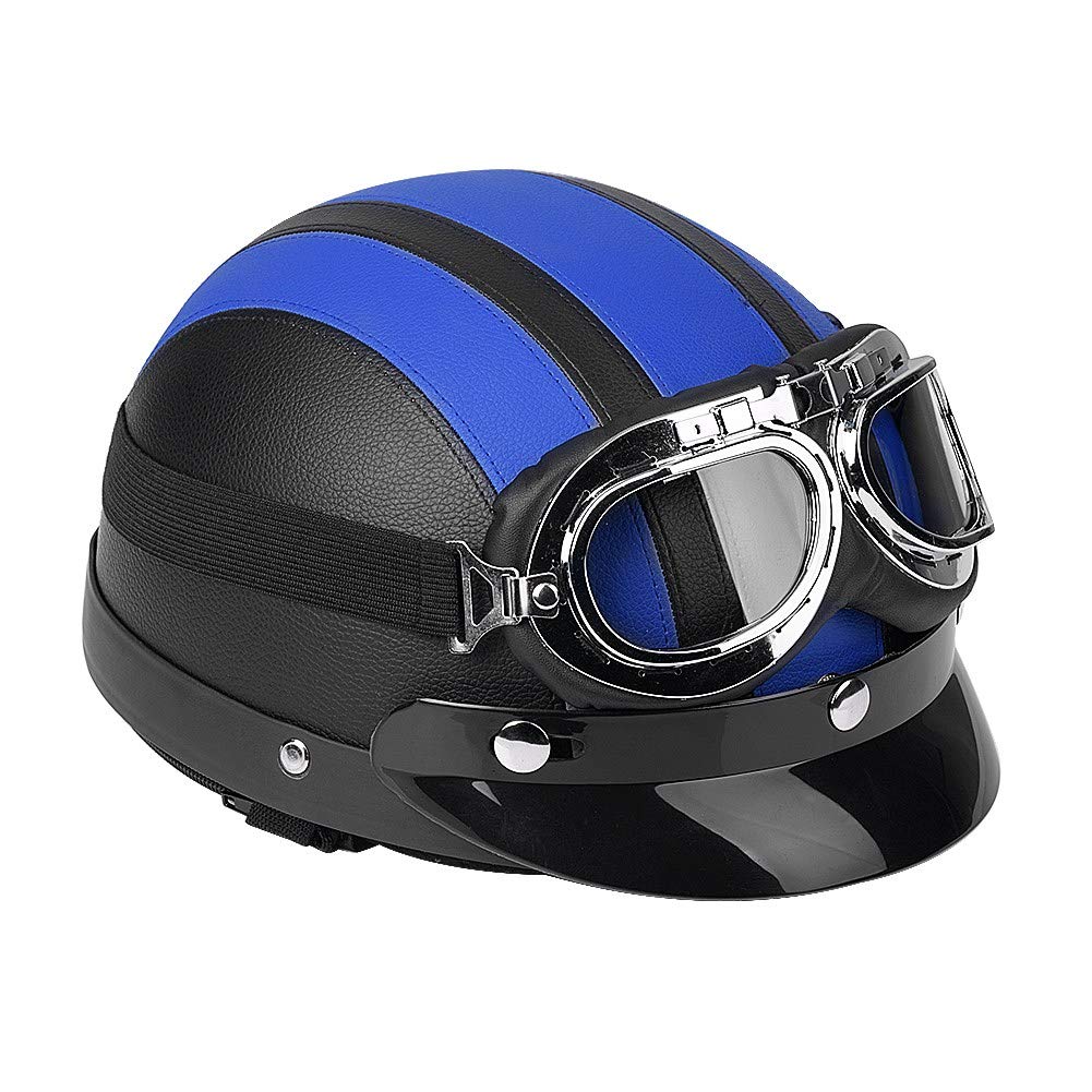 Dioche Halbhelm, offen, aus Leder, Halbleder, für Roller, mit -Visier, Halbhelm, Motorradhelm offen von Dioche