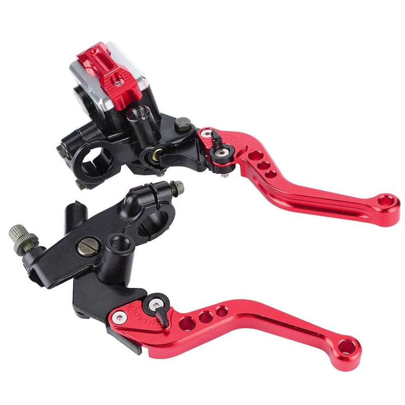 Dioche Lenker Rechts & Links Bremse, 7/8"(22mm) Universal Motorrad Bremskupplung Hauptbremszylinder Ausgleichsbehälter Hebel (1 Paar)(rot) von Dioche