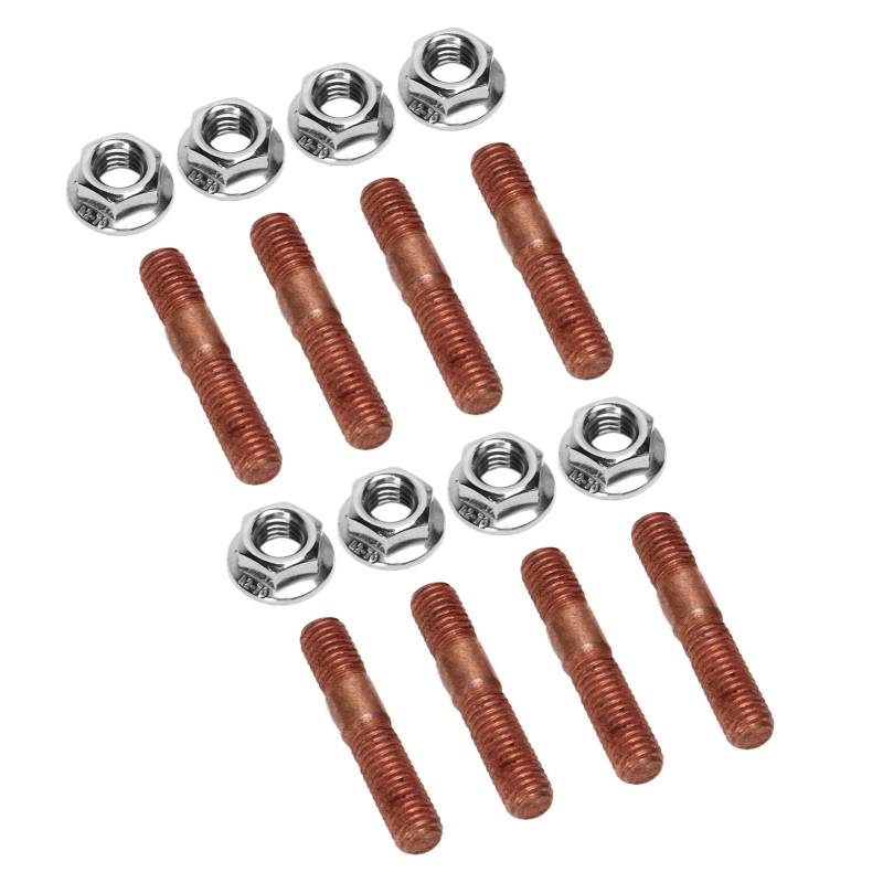 Turbo-Stehbolzen-Set, 8-teilig, M8 1,25-Gewinde, 8 Mm Metalllegierung, Hochdruckbeständig, Abgaskrümmer-Stehbolzen, Muttern-Hardware von Dioche