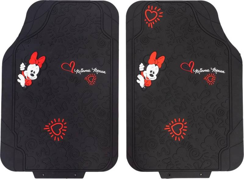 TataWay - Minnie Mouse Automatten | Universalgröße 44x65 cm | Aus PVC | Disney Micky Maus Auto Zubehör | Schwarz, Kunststoff von TataWay in viaggio si cresce