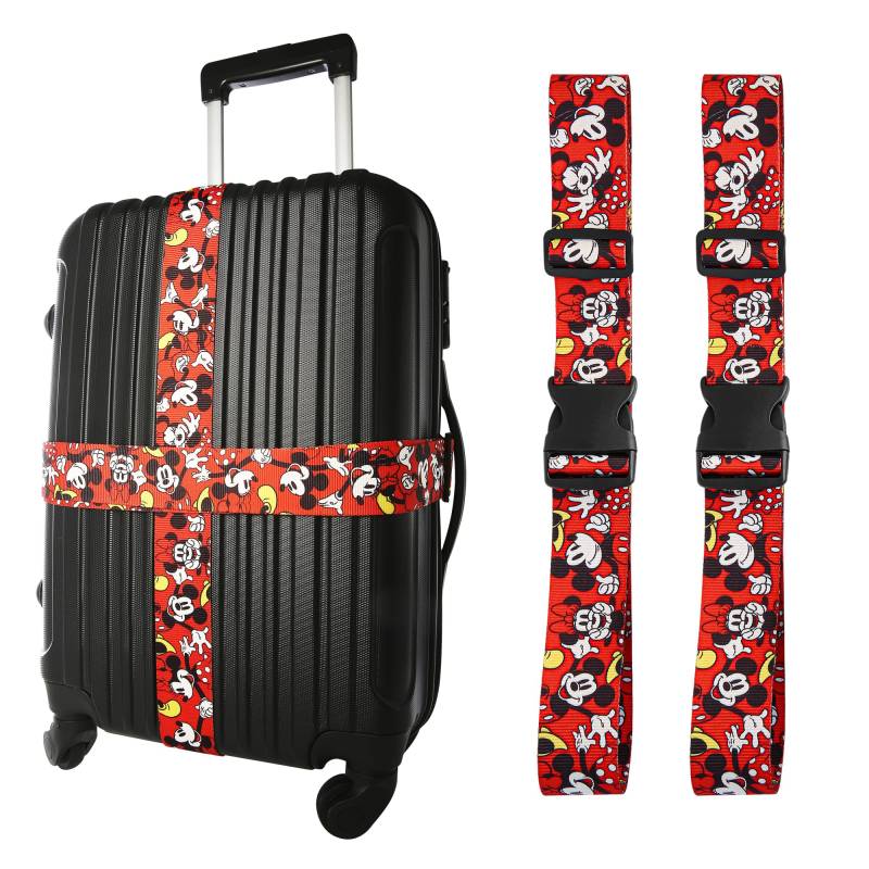 Disney Mickey und Minnie Mouse Gepäckgurt, 2-teiliges Set, offiziell lizenziert, verstellbare Gepäckgurte von 76,2 cm bis 183,9 cm von Disney