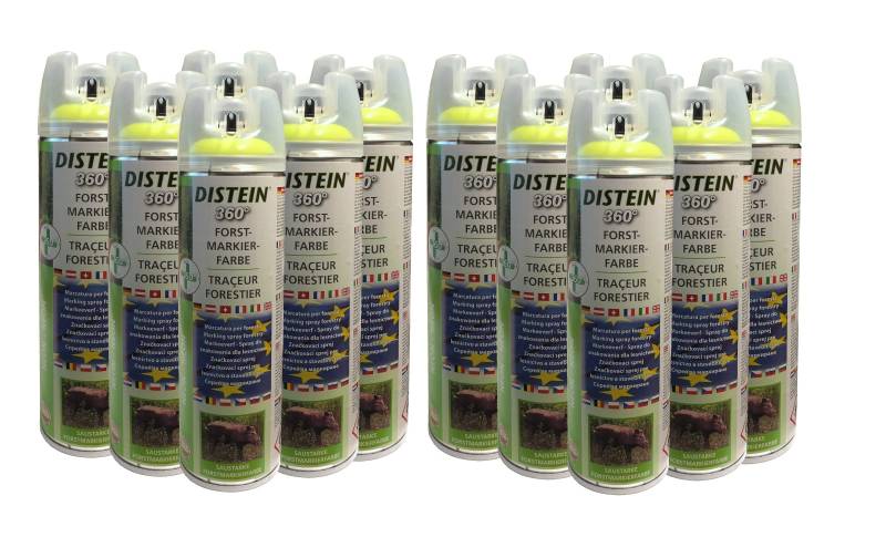 Distein 12x Signierspray Markierspray Forstmarkierfarbe Ergonom 360° Neongelb von Distein