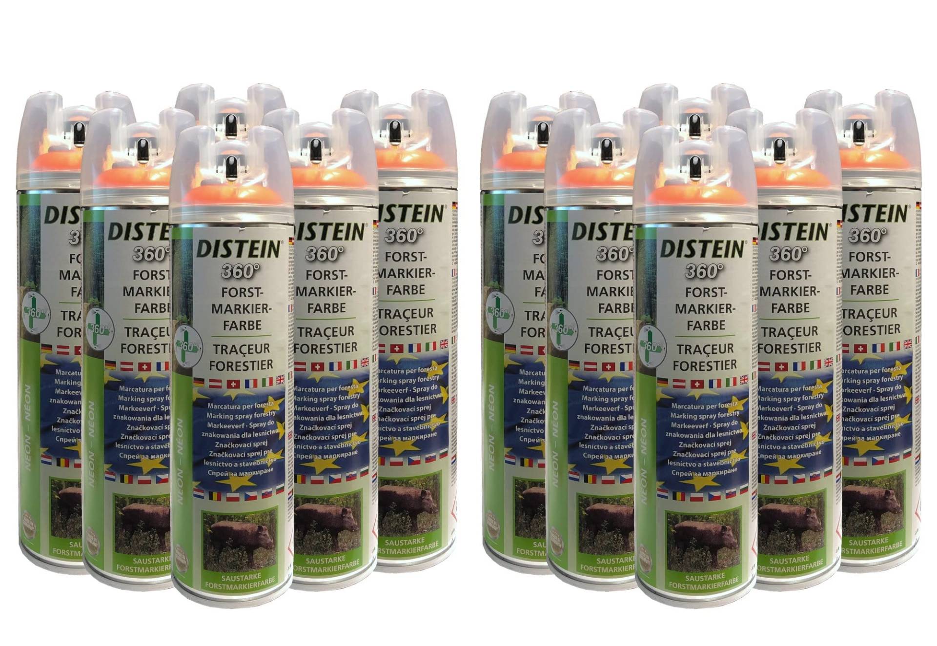 Distein 12x Signierspray Markierspray Forstmarkierfarbe Ergonom 360° Neonorange von Distein