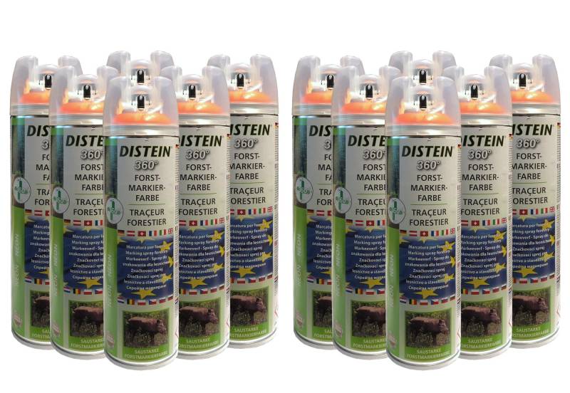 Distein 12x Signierspray Markierspray Forstmarkierfarbe Ergonom 360° Neonorange von Distein