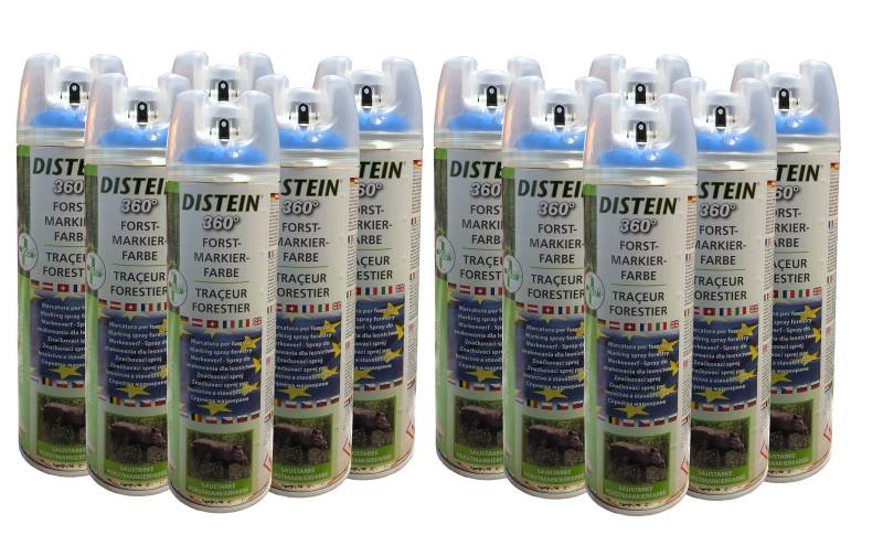 Distein 12x Signierspray Markierspray Forstmarkierfarbe Ergonom 360° neonblau von Distein