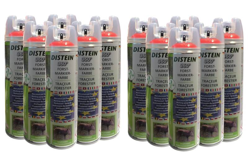 Distein 12x Signierspray Markierspray Forstmarkierfarbe Ergonom 360° neonrot von Distein