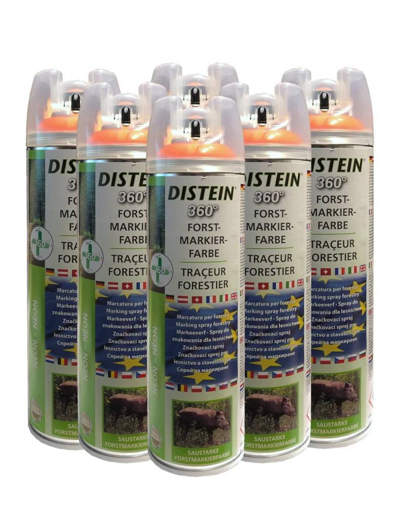 Distein 6X Signierspray Markierspray Forstmarkierfarbe Ergonom 360° Neonorange von Distein