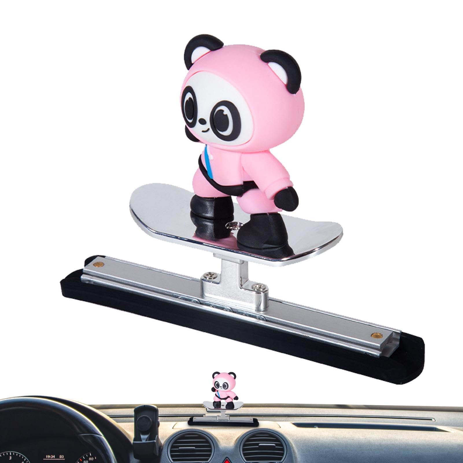 Cute Car Decoration, Cartoon Skateboard Bear Center Console Decor, Skateboard Elements Car Accessories Decor, Car Nodding Doll, Cool Car Ornament, Easy To Use, Portable for Home von Diuyzoc