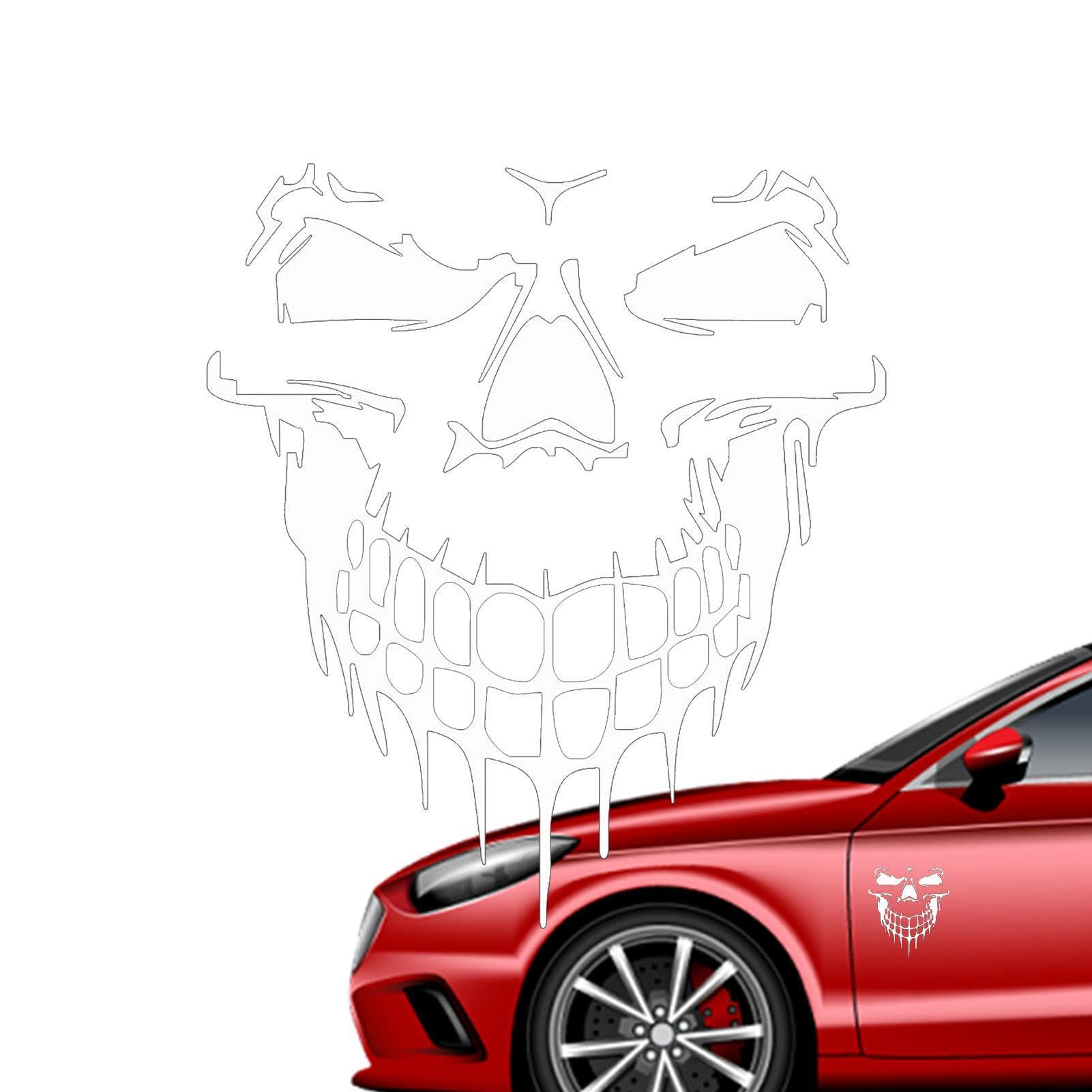 Djowyh Totenkopf-Autoaufkleber - Reflektierender Totenkopf-Motorhaubenaufkleber, selbstklebend | Vinyl-Grafik-Aufkleber für Auto/LKW, Auto-Motorhaube, Karosserie, Seite, Heckscheibe, von Djowyh