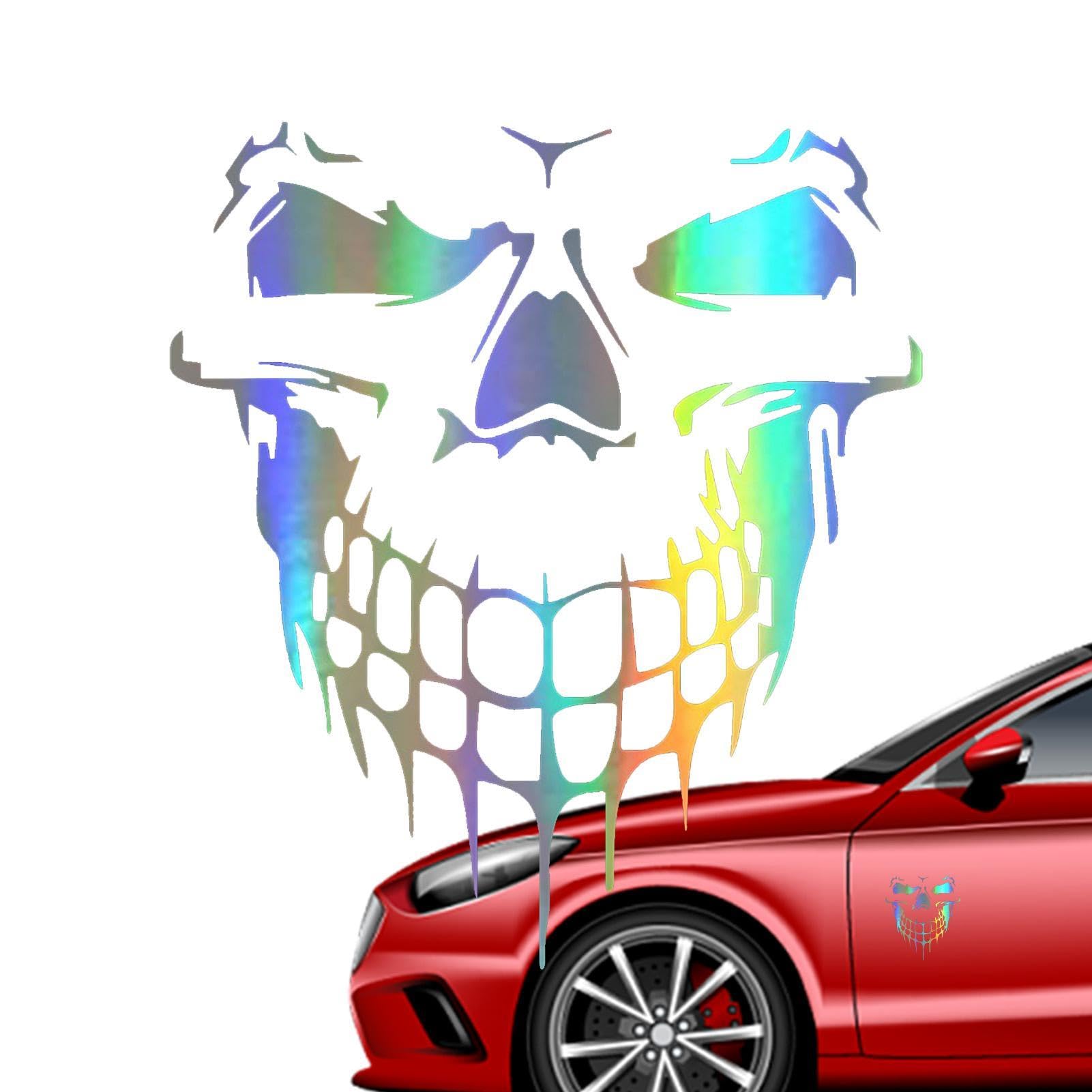 Djowyh Totenkopf-Kapuzenaufkleber,Reflektierende Selbstklebende Totenkopf-Vinyl-Autoaufkleber | Vinyl-Grafik-Aufkleber für Auto/LKW, Auto-Motorhaube, Karosserie, Seite, Heckscheibe, von Djowyh