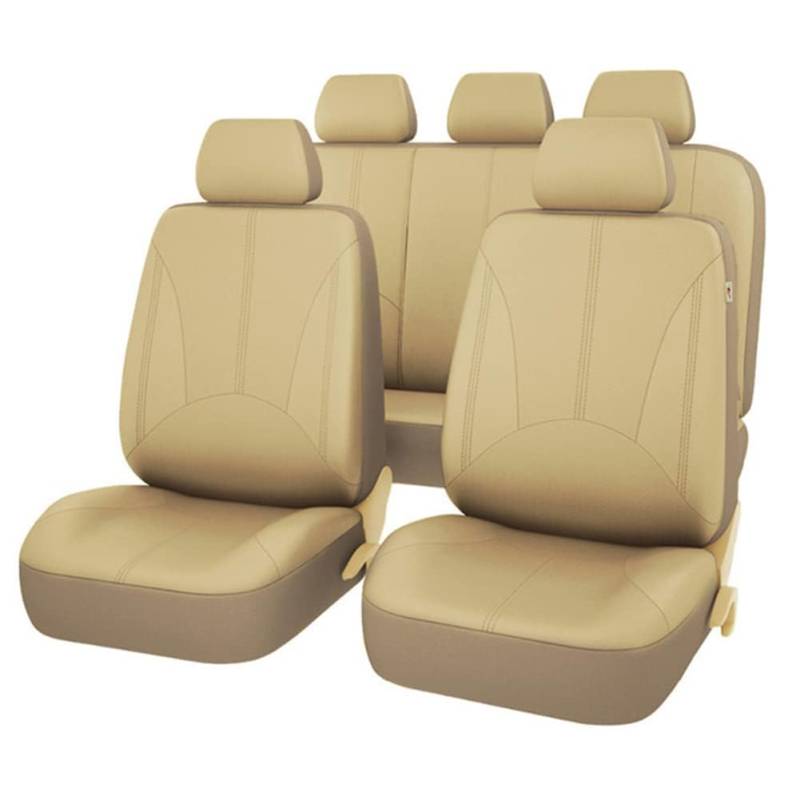 Dmsjyy Maßgeschneiderte Autositzbezüge aus Leder für Mitsubishi Pajero pinin 1998-2006 – Leicht zu reinigen, perfekte Passform, erstklassiger Schutz,Beige 9 PZ von Dmsjyy