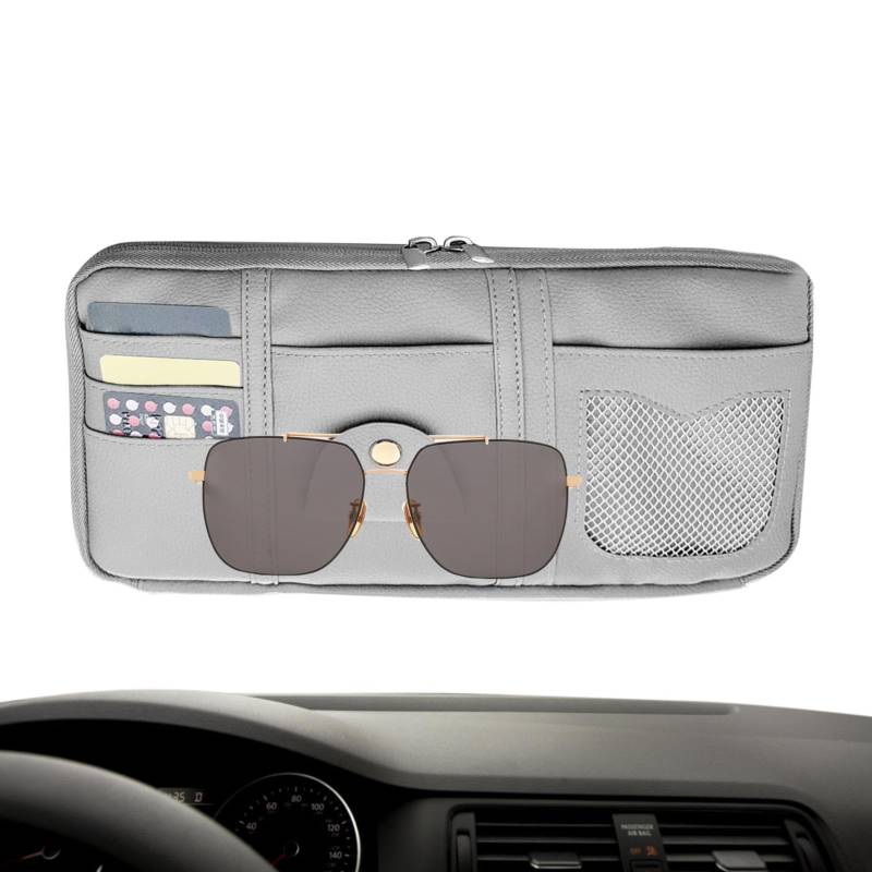 Dmuzsoih Autokartenhalter, Lagerbeutel für Autos | PU Storage Pocket Bud,Sun Visor -Brillenclip, baumelnde Organisationstasche für Sonnenbrille, Dokumente, Karten, Stift, Führerschein von Dmuzsoih