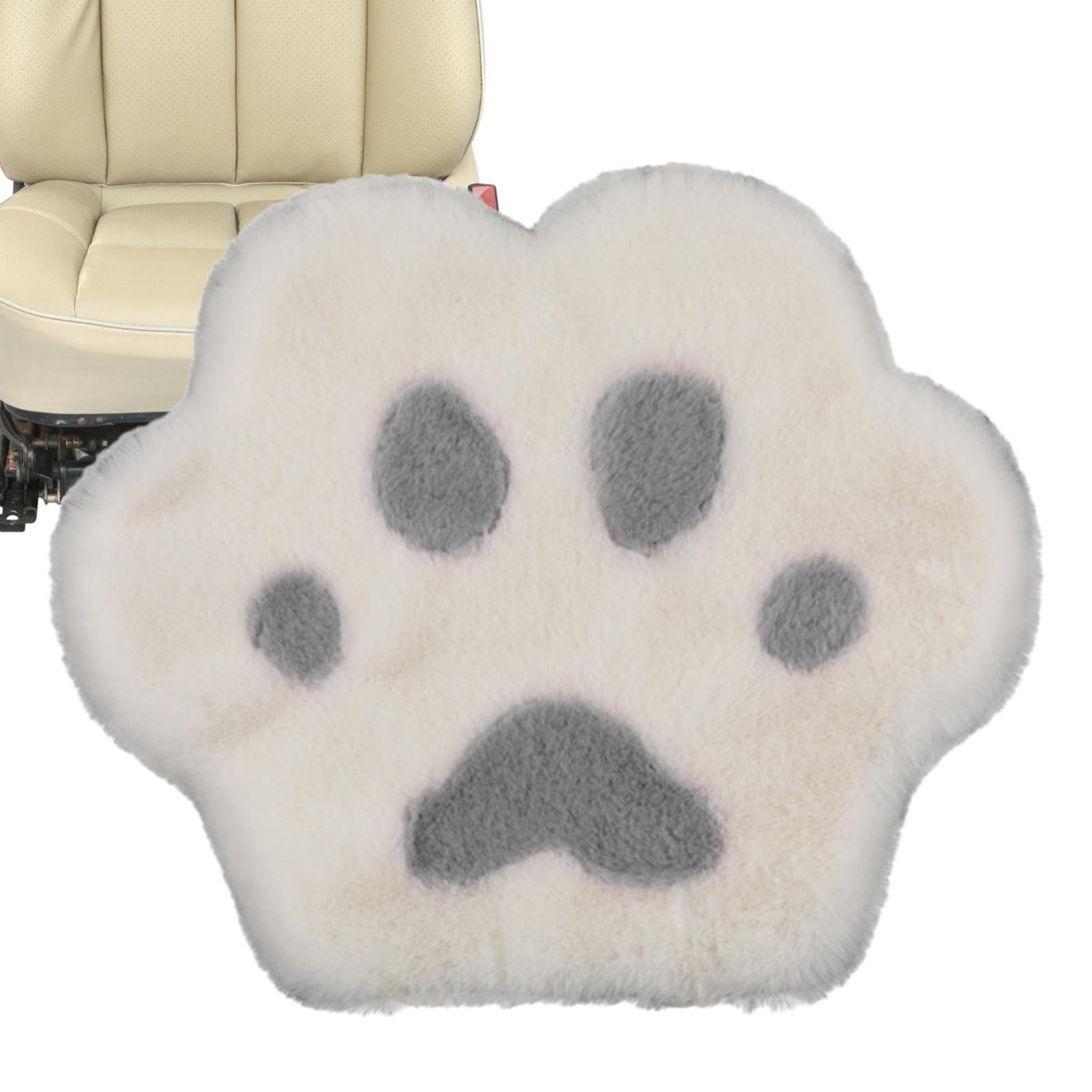 Dmuzsoih Katzenpfoten -Autositzkissen, Katzenpfotenkissen,Cat Paw Seat Protector Pad für Auto - 16,9 x19,6 Zoll Fuzzy Matte, Soft Cartoon Stuhl Cover für Frauen von Dmuzsoih