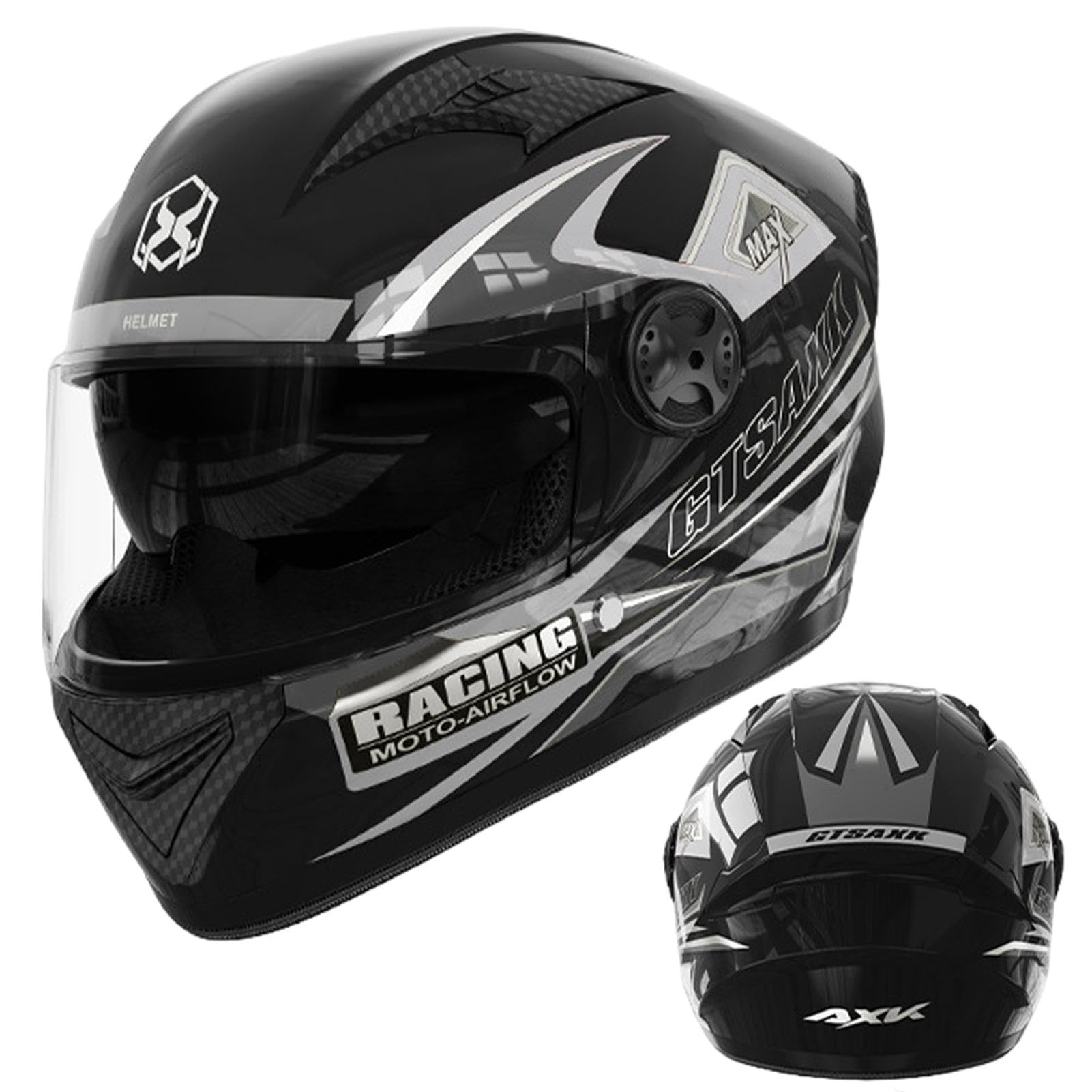 Doppelvisier Motorrad Kopfbedeckung -Motorrad Integral Helm, Motorrad Herren Damen Helm, Motorrad Kopfbedeckung Motorradhelm, Erwachsener Full Face Helm Mit Doppelvisier Für Kopfumfang Ca. 54–61cm von Dmuzsoih