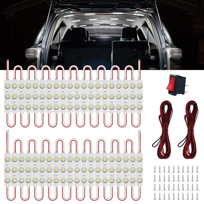 12V 120 LEDs Van Innenbeleuchtung LED Deckenleuchten Kit, LED Modulleuchten Weiße Auto LED Deckenleuchten Kit Domlampe für Van RV LKW Fahrzeug Boot Caravan Transit Bus Camper Cargo Lichter, 40 Module von DoRight