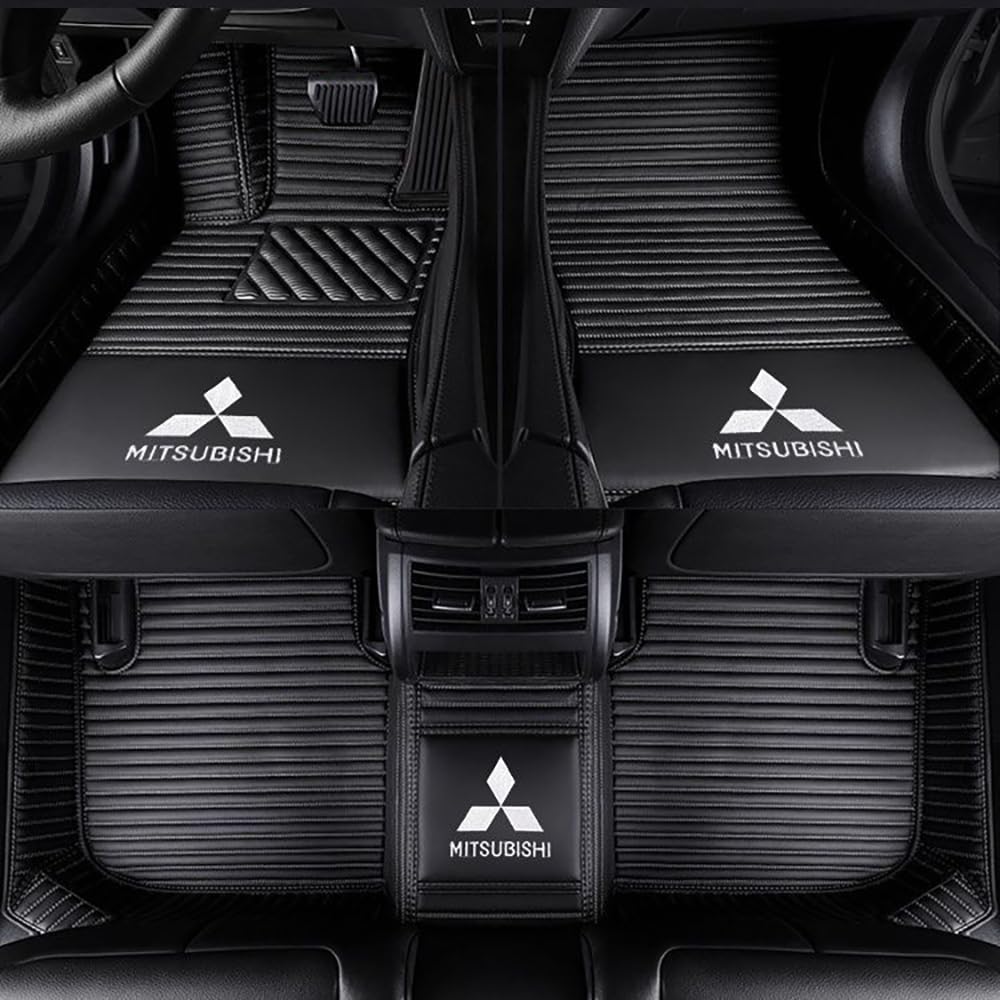 Auto Fußmatten für Mitsubishi Carisma, maßgeschneidertes Leder-Teppichset mit vollständiger Abdeckung für die vordere und hintere Reihe, Allwetter-wasserdichte Einlagen, Schutzmatte,-Black- von DoUiabc