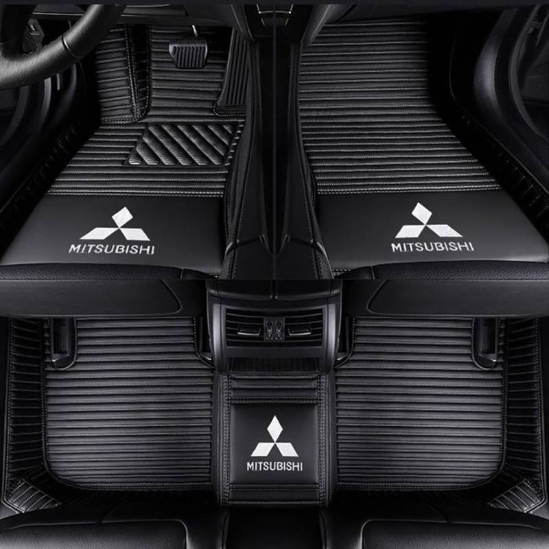 Auto Fußmatten für Mitsubishi Carisma, maßgeschneidertes Leder-Teppichset mit vollständiger Abdeckung für die vordere und hintere Reihe, Allwetter-wasserdichte Einlagen, Schutzmatte,-Black- von DoUiabc