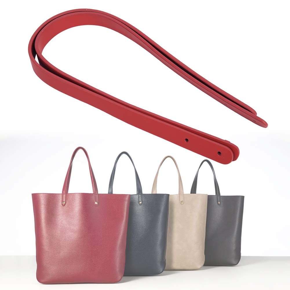 Taschen-Handschlaufe, 2 Stück, Taschen-Handschlaufe, Spaltleder, Lederriemen für Taschen, Tasche, Schultergurt, DIY Handgefertigte Handtaschenteile mit 8 Set Bronze-Nieten (Rot) von Doact