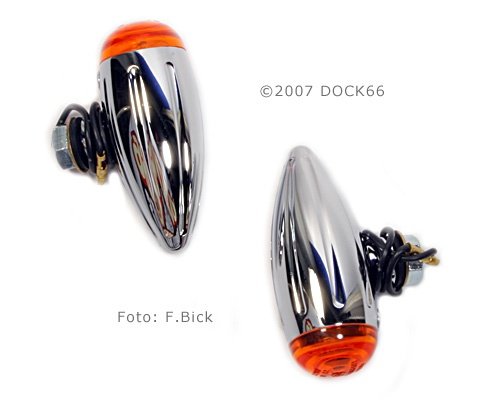 Blinker Bullet Mini chrom von Dock66 Motorcycle Parts