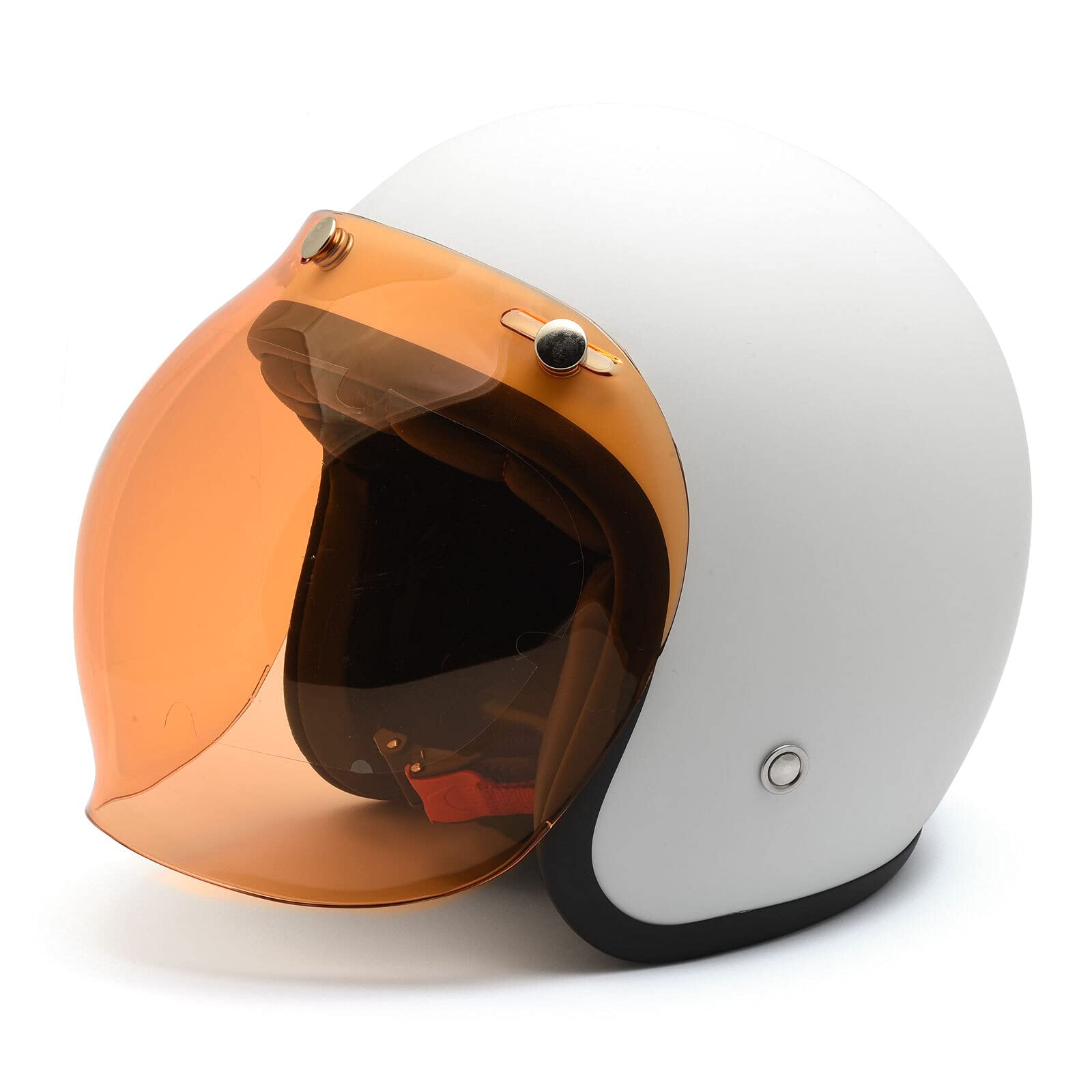 Bubble-Visier orange mit verstellbaren Druckknöpfen für Jet- und Integralhelme von Dock66 Motorcycle Parts