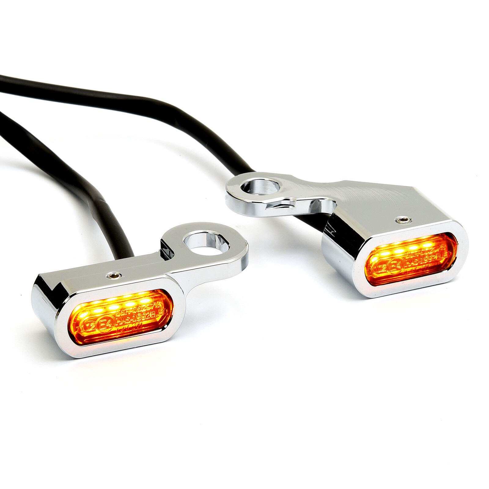 Dock66 Motorcycle Parts Mini LED Blinker für Lenkerarmatur Softail 96-14, Dyna 96-17, Sportster 96-13, chrom von Dock66 Motorcycle Parts