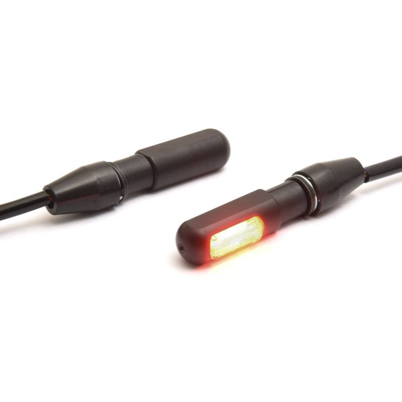 Mini High Performance LED Blinker aus Aluminium, 2 Stück, schwarz, ECE Zulassung, inkl. Abdeckungen für M8 Verschraubung, super Qualität, universell passend für Motorrad Chopper Bobber Harley von Dock66 Motorcycle Parts