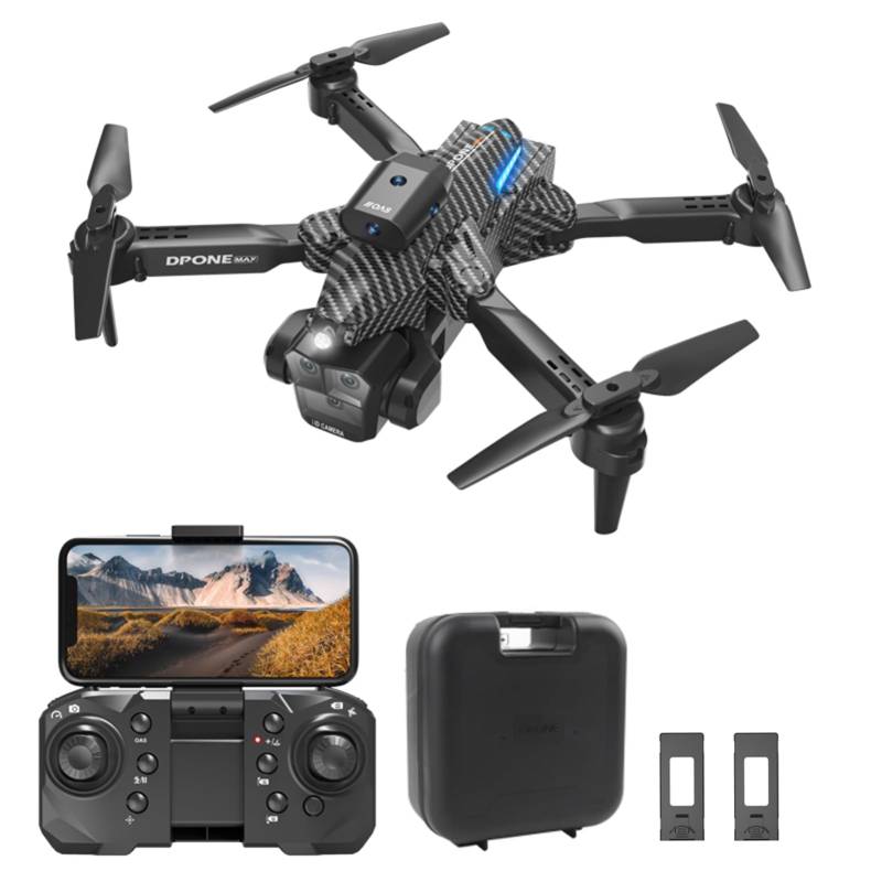 Dodoore Drohne mit Kamera 4K Dual WIFI 2,4GHz Gestenfotografie 360°-Hinderniserkennung Optische Flusspositionierung 3D Flip LED-Licht Follow Me Drone Geschenk für Kinder Erwachsene 2 Akku Kohlefaser von Dodoore