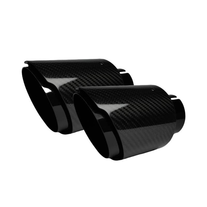 Endrohr 1 Stück Universal-Auto-Carbon-Faser-Schwanz-Hals-Edelstahl-Schalldämpfer Hellschwarzer Twill-glänzender Schalldämpfer-Auspuff-Düsenspitze Exhaust Tailpipe(51mm-101mm) von Dogkapm