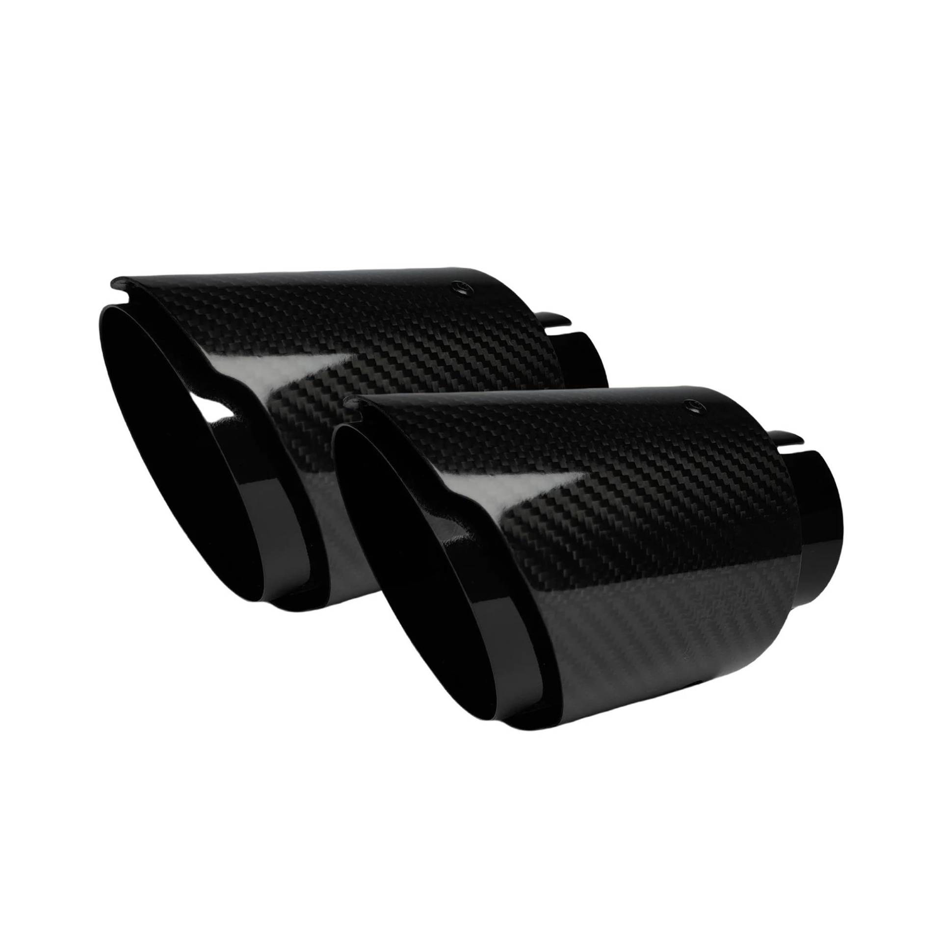 Endrohr 1 Stück Universal-Auto-Carbon-Faser-Schwanz-Hals-Edelstahl-Schalldämpfer Hellschwarzer Twill-glänzender Schalldämpfer-Auspuff-Düsenspitze Exhaust Tailpipe(51mm-76mm) von Dogkapm