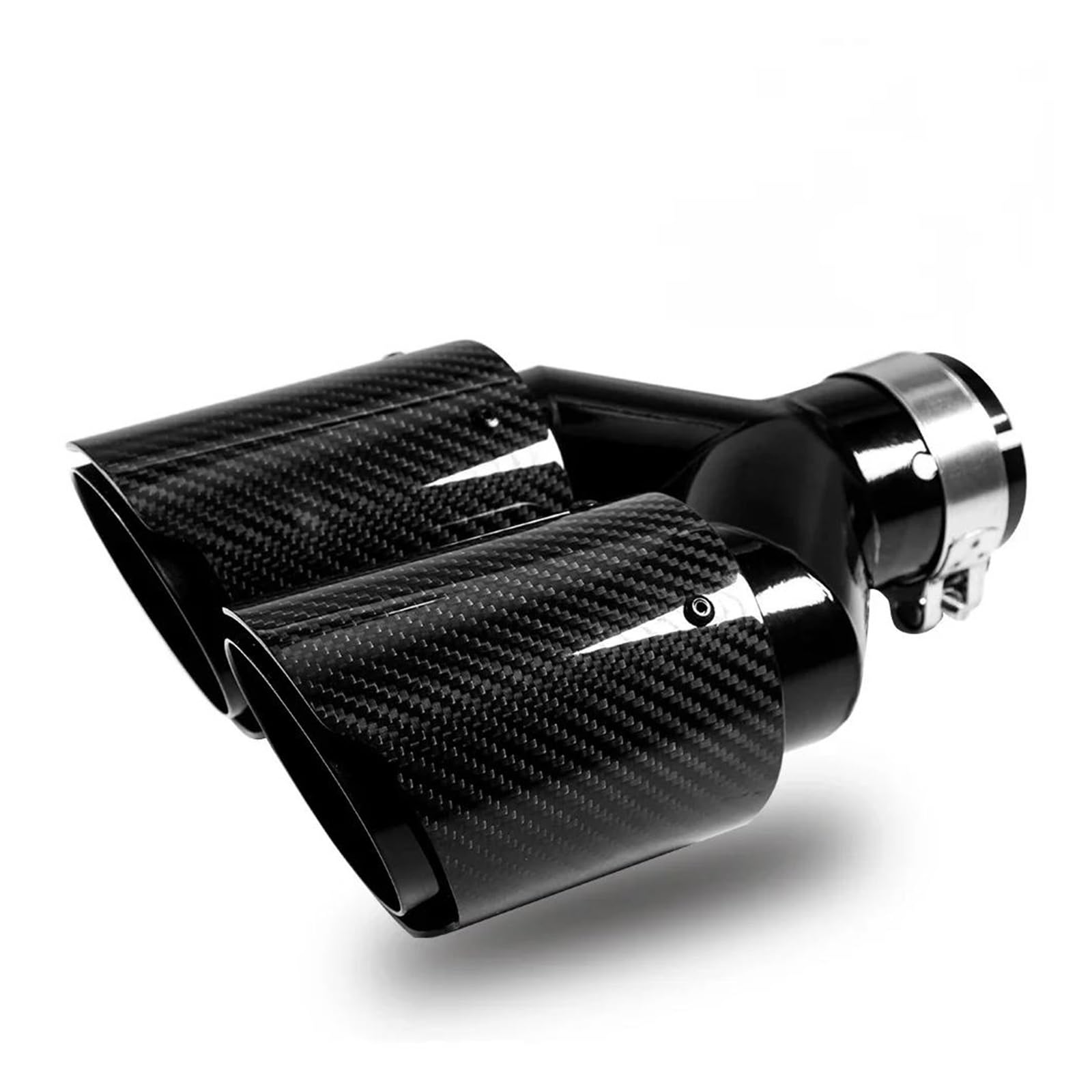 Endrohr 1 Stück Universal-Auto-Carbonfaser-Endschalldämpfer, Gleiche Länge Schwarze Y-förmige Doppel-Out-Twill-glänzende Auspuffspitze Exhaust Tailpipe(51mm-101mm) von Dogkapm