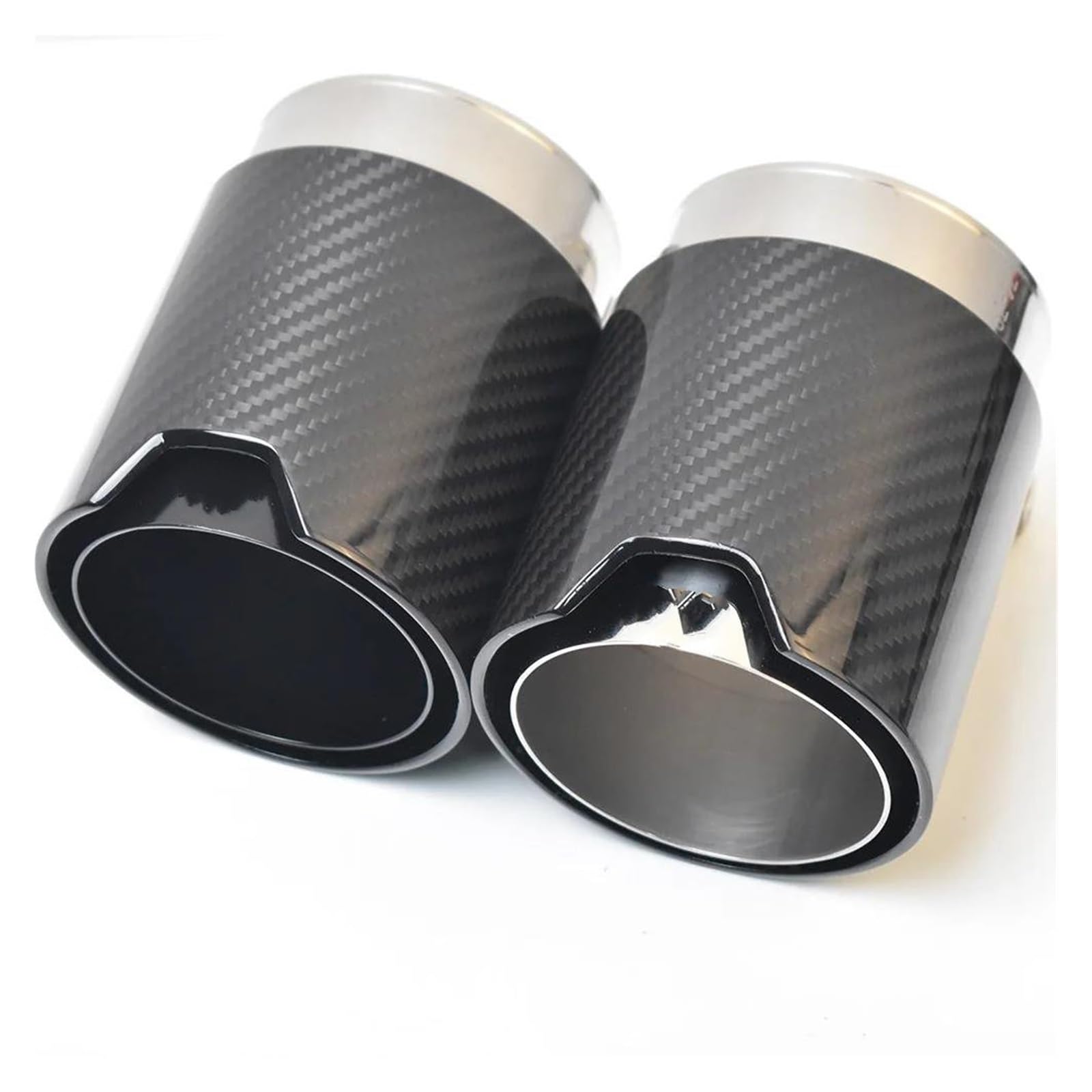 Endrohr 4,70 Zoll Gesamtlänge 93 Mm Auslass Auto Universal Glänzendes Auspuffrohr Kohlefaser Schwarz Schalldämpferspitze Exhaust Tailpipe(60-93mm Silver) von Dogkapm