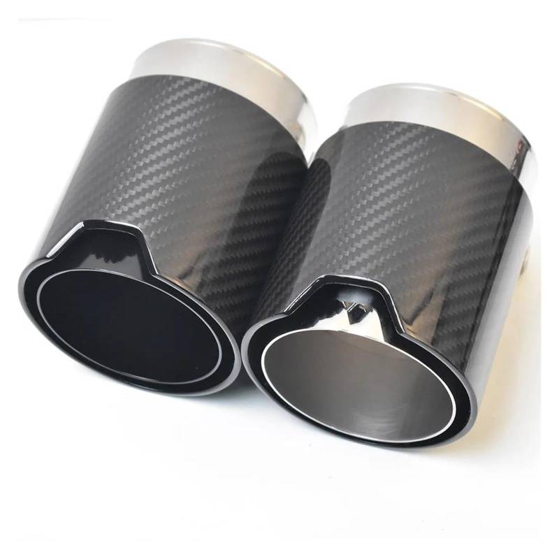 Endrohr 4,70 Zoll Gesamtlänge 93 Mm Auslass Auto Universal Glänzendes Auspuffrohr Kohlefaser Schwarz Schalldämpferspitze Exhaust Tailpipe(70-93mm Silver) von Dogkapm