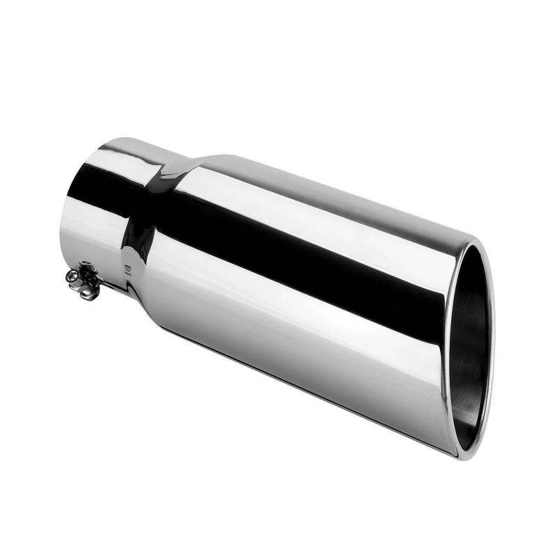 Endrohr 4-Zoll-Einlass 5-Zoll-Auslass Universal-Auto-Auspuff, Gerader Auspuff Endrohr Endrohr Auspuffspitze 12 Zoll Länge Endrohr Korrosionsbeständig Exhaust Tailpipe(Silber) von Dogkapm