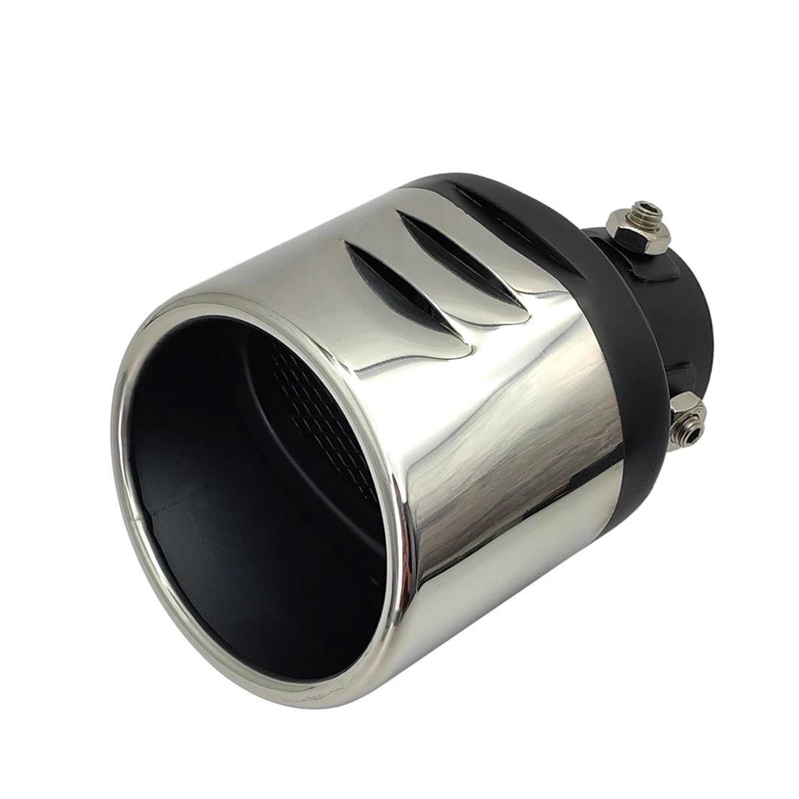 Endrohr 52 Mm Universelle Edelstahl-Auspuff-Schalldämpferspitzen Für Automobil-Endrohre Silber-schwarz Gefärbte Schalldämpferspitze Hinten Verchromt Rund Exhaust Tailpipe von Dogkapm