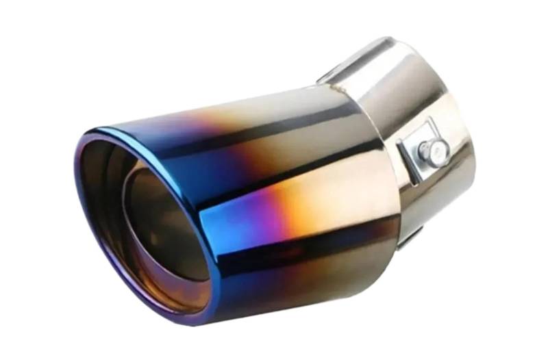 Endrohr Auto-Auspuffspitze Hintere Modifikationsteile Universelle Schwarze Auspuffspitze Edelstahl Titan Rundes Endrohr Autozubehör Exhaust Tailpipe(Curved-Silver) von Dogkapm