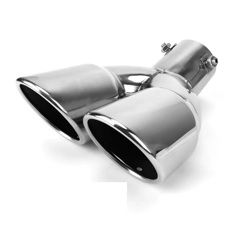 Endrohr Auto Schalldämpfer Dual Outlet Auspuffrohr Trim Edelstahl Chrom 63mm Universal Schwanz Throat Auto Zubehör Exhaust Tailpipe von Dogkapm